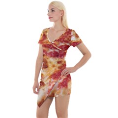 Pizza Short Sleeve Asymmetric Mini Dress