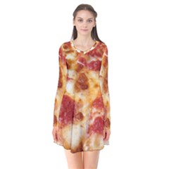 Pizza Long Sleeve V-neck Flare Dress by TheAmericanDream