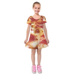 Pizza Kids  Short Sleeve Velvet Dress by TheAmericanDream