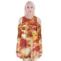 Pizza Velvet Long Sleeve Shoulder Cutout Dress by TheAmericanDream