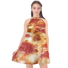 Pizza Halter Neckline Chiffon Dress 