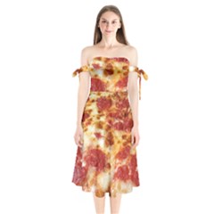 Pizza Shoulder Tie Bardot Midi Dress by TheAmericanDream