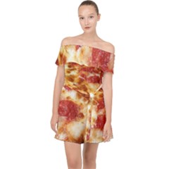 Pizza Off Shoulder Chiffon Dress