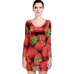 Strawberries Long Sleeve Velvet Bodycon Dress by TheAmericanDream