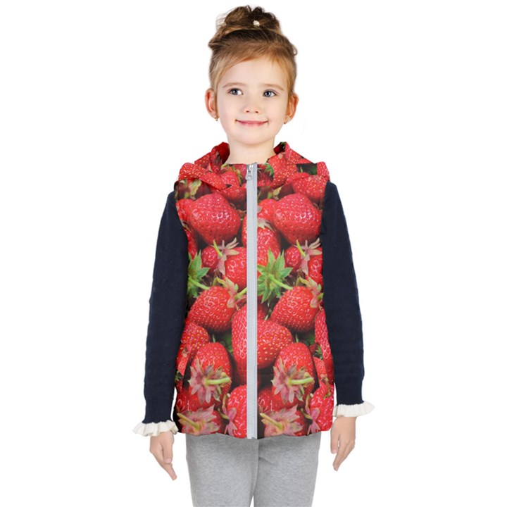 Strawberries Kids  Hooded Puffer Vest