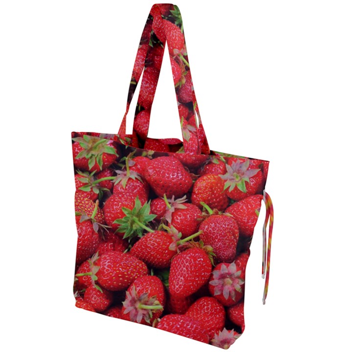 Strawberries Drawstring Tote Bag