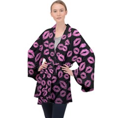 Pink Kisses Velvet Kimono Robe