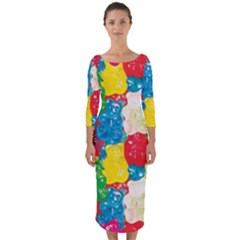 Gummy Bear Quarter Sleeve Midi Bodycon Dress by TheAmericanDream