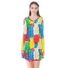 Gummy Bear Long Sleeve V-neck Flare Dress by TheAmericanDream