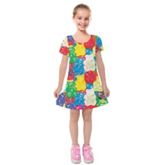 Gummy Bear Kids  Short Sleeve Velvet Dress by TheAmericanDream