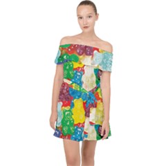 Gummy Bear Off Shoulder Chiffon Dress