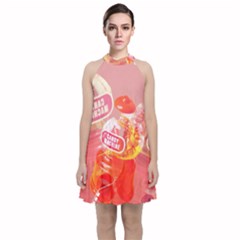 Candy Machine Craze Velvet Halter Neckline Dress 