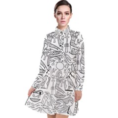 Egyptian Hieroglyphics History Seb Long Sleeve Chiffon Shirt Dress