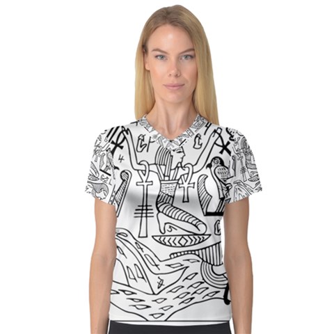 Egyptian Hieroglyphics History Seb V-neck Sport Mesh Tee by Pakrebo