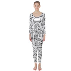 Egyptian Hieroglyphics History Seb Long Sleeve Catsuit by Pakrebo