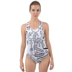 Egyptian Hieroglyphics History Seb Cut-out Back One Piece Swimsuit by Pakrebo