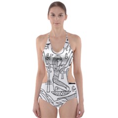 Egyptian Hieroglyphics History Seb Cut-out One Piece Swimsuit by Pakrebo