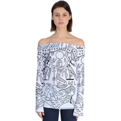 Egyptian Hieroglyphics History Seb Off Shoulder Long Sleeve Top