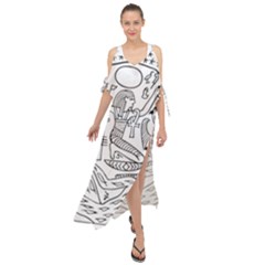 Egyptian Hieroglyphics History Seb Maxi Chiffon Cover Up Dress