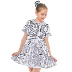 Egyptian Hieroglyphics History Seb Kids  Short Sleeve Shirt Dress