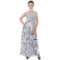 Egyptian Hieroglyphics History Seb Empire Waist Velour Maxi Dress