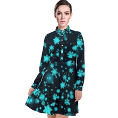 Background Black Blur Colorful Long Sleeve Chiffon Shirt Dress