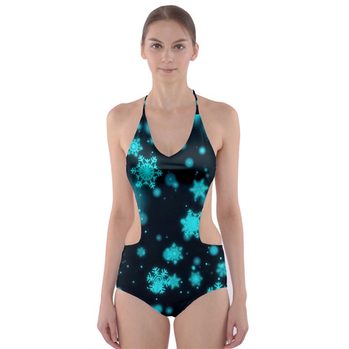 Background Black Blur Colorful Cut-Out One Piece Swimsuit