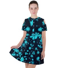 Background Black Blur Colorful Short Sleeve Shoulder Cut Out Dress 