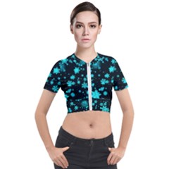 Background Black Blur Colorful Short Sleeve Cropped Jacket