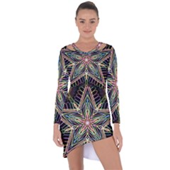 Star Mandala Pattern Design Doodle Asymmetric Cut-out Shift Dress by Pakrebo