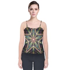 Star Mandala Pattern Design Doodle Velvet Spaghetti Strap Top