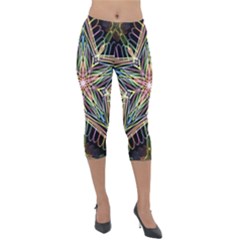 Star Mandala Pattern Design Doodle Lightweight Velour Capri Leggings 