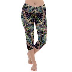 Star Mandala Pattern Design Doodle Lightweight Velour Capri Yoga Leggings