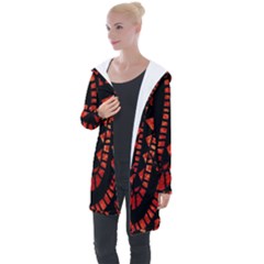 Background Abstract Red Black Longline Hooded Cardigan