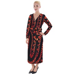 Background Abstract Red Black Velvet Maxi Wrap Dress