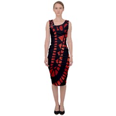 Background Abstract Red Black Sleeveless Pencil Dress