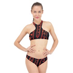 Background Abstract Red Black High Neck Bikini Set