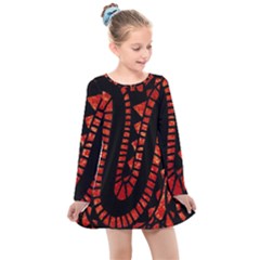 Background Abstract Red Black Kids  Long Sleeve Dress by Pakrebo