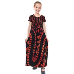 Background Abstract Red Black Kids  Short Sleeve Maxi Dress by Pakrebo