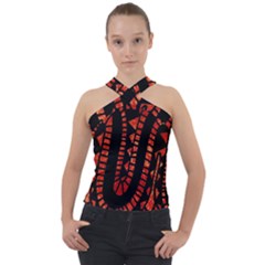 Background Abstract Red Black Cross Neck Velour Top