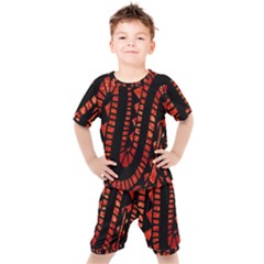 Background Abstract Red Black Kids  Tee And Shorts Set by Pakrebo