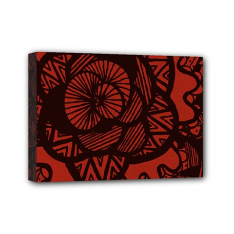 Background Abstract Red Black Mini Canvas 7  X 5  (stretched) by Pakrebo