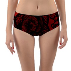 Background Abstract Red Black Reversible Mid-waist Bikini Bottoms by Pakrebo