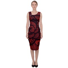 Background Abstract Red Black Sleeveless Pencil Dress