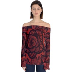 Background Abstract Red Black Off Shoulder Long Sleeve Top