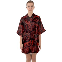 Background Abstract Red Black Quarter Sleeve Kimono Robe by Pakrebo