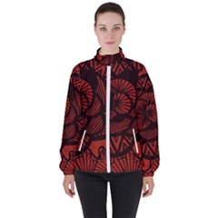 Background Abstract Red Black Women s High Neck Windbreaker