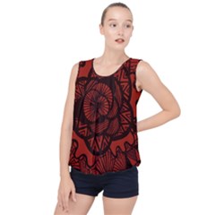 Background Abstract Red Black Bubble Hem Chiffon Tank Top