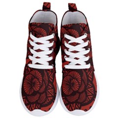 Background Abstract Red Black Women s Lightweight High Top Sneakers