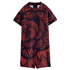 Background Abstract Red Black Kids  Boyleg Half Suit Swimwear